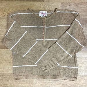 Vintage Henley Cotton Sweater - Thin Stripe